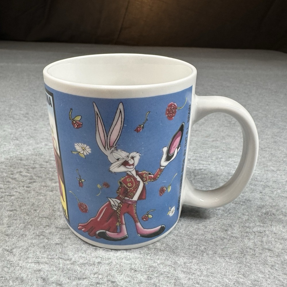 Vintage Looney Tunes‎ "Gran Fiesta Taurina" TAZ & Bugs Bunny Mug Cartoon Cup